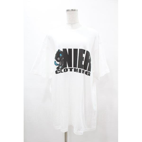 NieR CLOTHING / プリント半袖CUTSEW XL 白 H-25-08-17-028-PU-TO-KB-ZH
