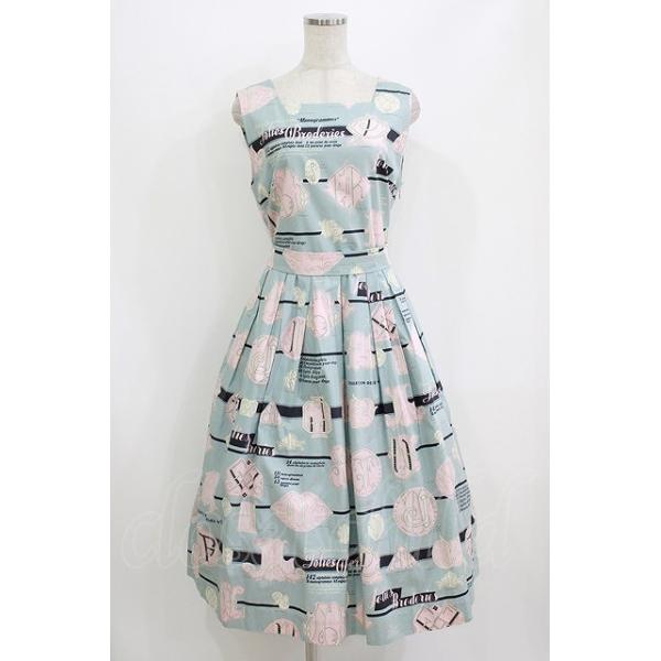 Jane Marple / Jolies broderies square dress blue gray H-26-07-25-001-JM-OP-KB-ZH