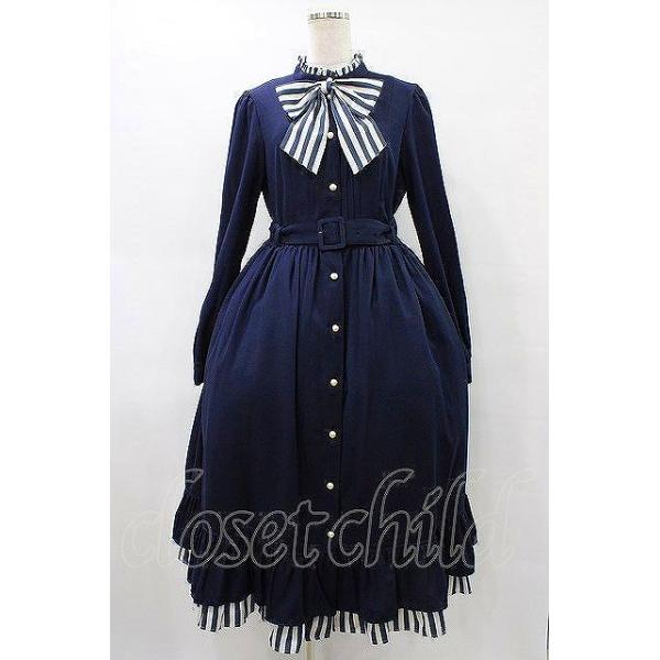 Melody BasKet / ストライプマドモアゼルドレス L ネイビー H-25-08-28