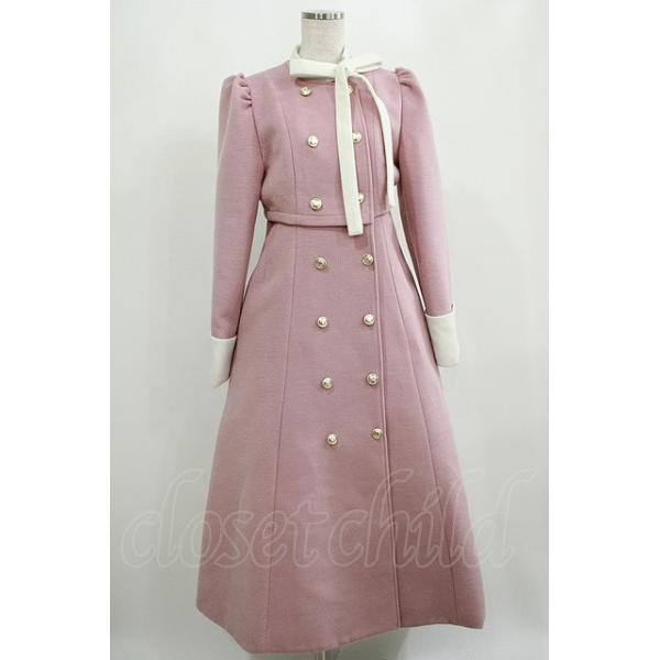 Me roir / 配色ドーリーロングコート M ピンク H-25-04-06-1013-GO-CO