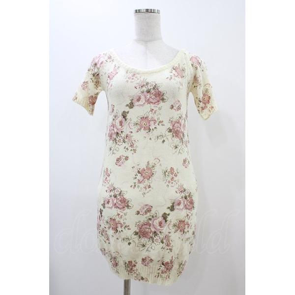 LIZ LISA / 花柄ニットワンピース Free 生成り H-25-11-26-1027-LO-OP