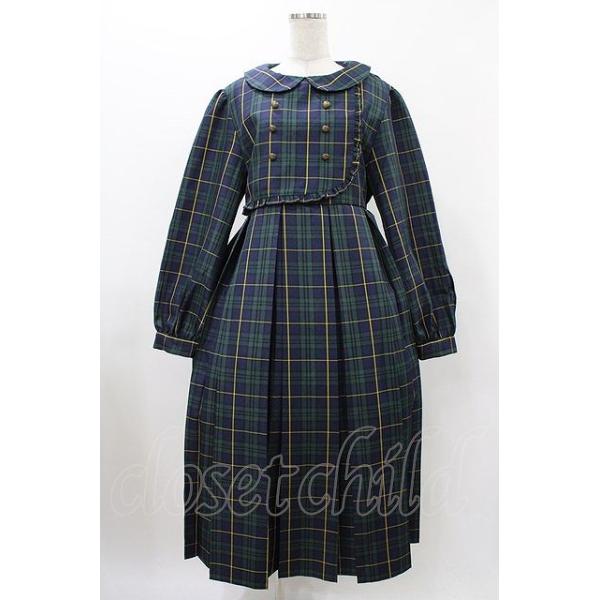 FLC / MINA*タータンチェックワンピース L グリーン H-25-11-27-032-0