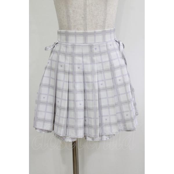 pium / piumハートチェックサイドリボンプリーツスカート Free グレー
