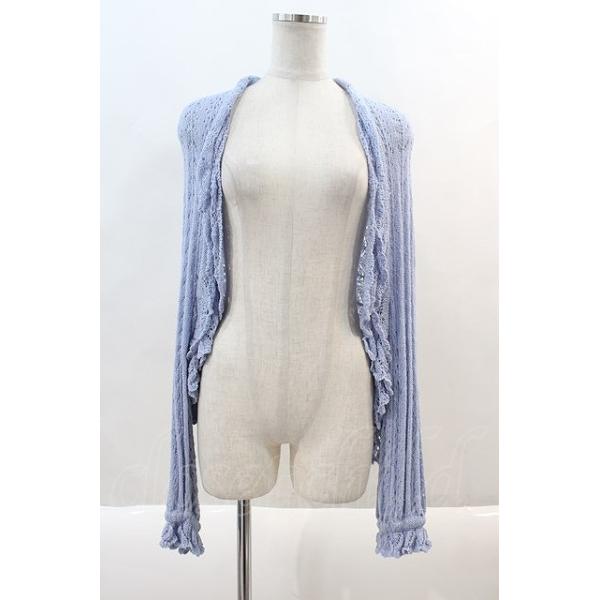 PINK HOUSE / 透かし編みボレロ風カーディガン ブルー I-24-08-23-119