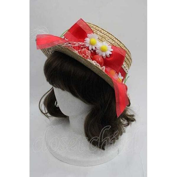 Angelic Pretty / Cherryストローハット 赤X白Xブラウン I-25