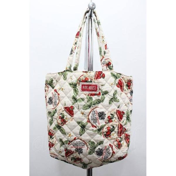 PINK HOUSE / ムック本付録 キルティングバッグ アイボリーX緑X赤 I