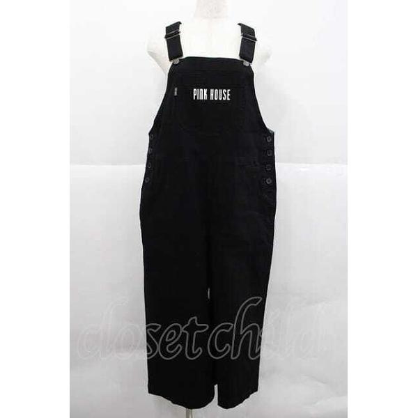 PINK HOUSE / ロゴプリントオーバーオール 黒X白 I-25-12-09-058-LO
