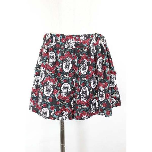 GLAD NEWS / スカルハイビスカス総柄ショートパンツ 黒X赤白 I-26-06
