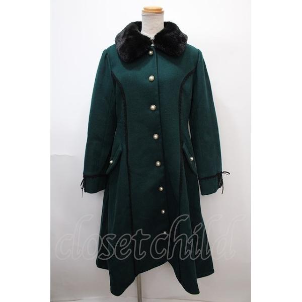 SALE】axes femme / ファー襟フィッシュテールコート M グリーン Y-25