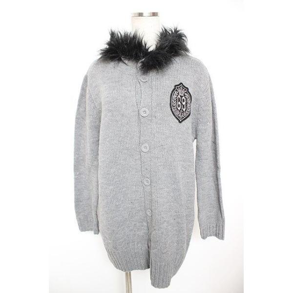 ALGONQUINS / ワッペン付きファーニットカーディガン F グレー Y-25-12