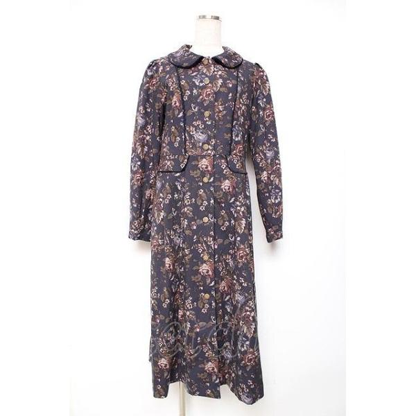 axes femme / ゴブラン柄コート M 紺 Y-25-12-13-134-AX-CO-SZ-ZI