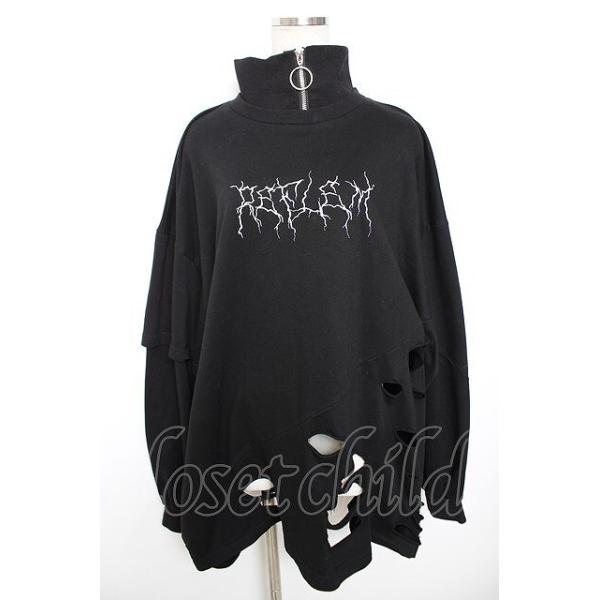 REFLEM / ハイネックダメージプルオーバースウェット F ブラック Y-25