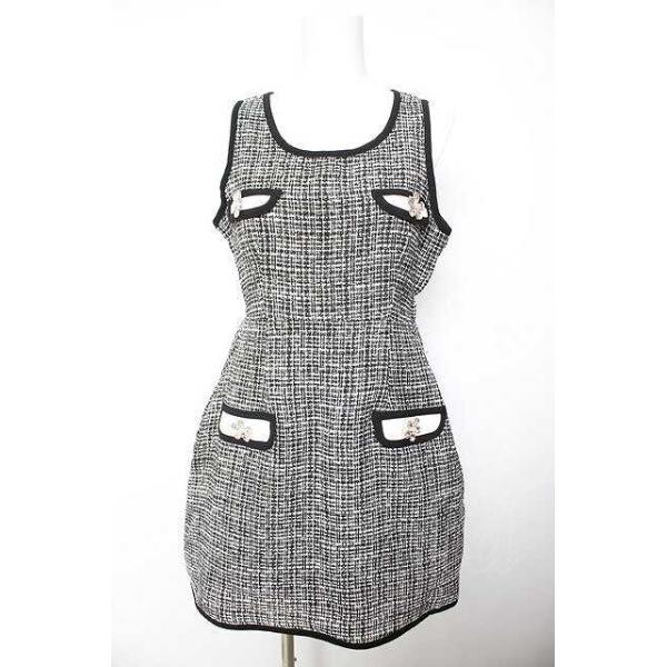 Swankiss / ビジューツイードワンピース 黒 Y-26-02-01-047-CA-OP-SZ