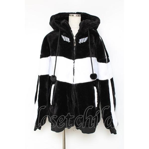 LISTEN FLAVOR / うさ耳天使のファーブルゾン 白黒 Y-25-11-15-115-PU