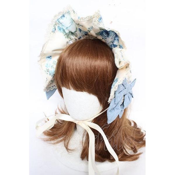 axes femme Kawaii / アンティークローズ柄ハーフボンネット 生成り Y