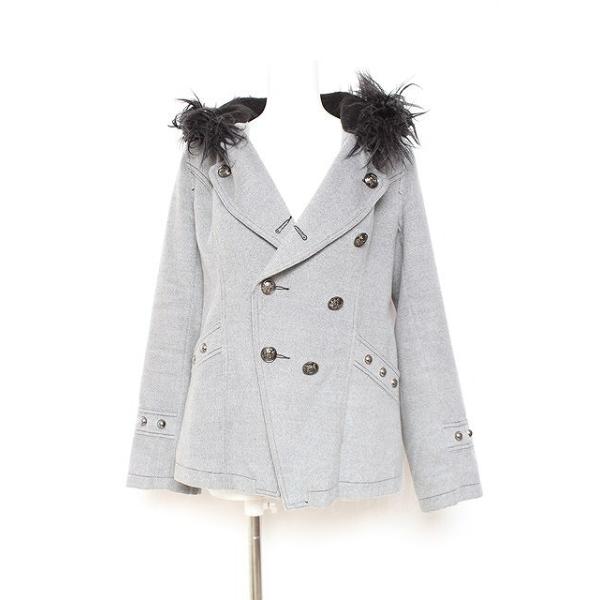 ALGONQUINS / ファーフードW釦コート グレー Y-26-01-31-144-AL-CO-SZ