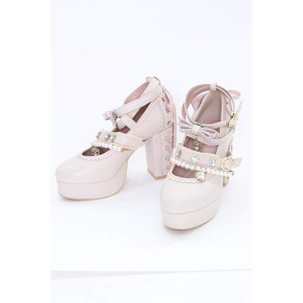 LIZ LISA / ビジューパールクロスストラップパンプス 1 ピンク T-25-07