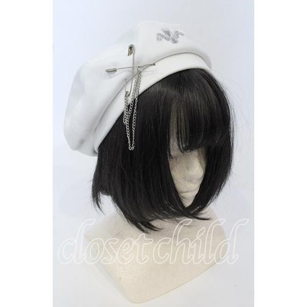 【〇】DimMoire ロゴ刺繍スウェードベレー帽 WHITE SALE】DimMoire / ロゴ刺繍スウェードベレー帽 ホワイト O-25-09-26