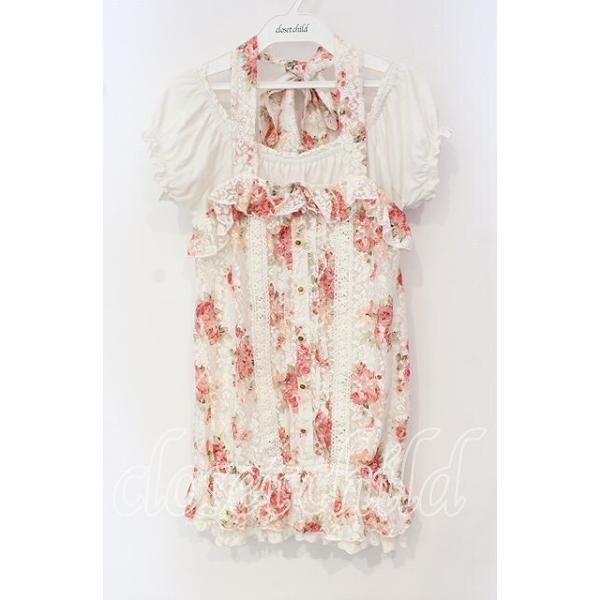 新品✨LIZ LISA 花柄　レース　プリーツ　トップス　チュニック LIZ LISA / 花柄レースレイヤードチュニック 0 シロ×ピンク O-25-10-04