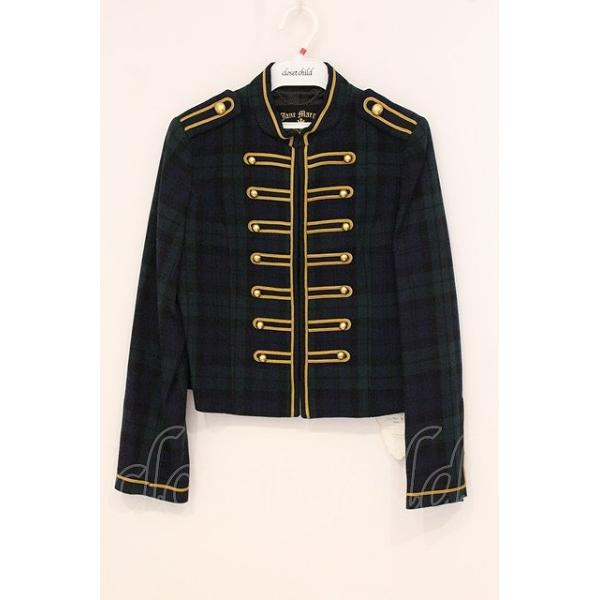 Jane Marple / タータンチェックのナポレオンジャケット M グリーン O
