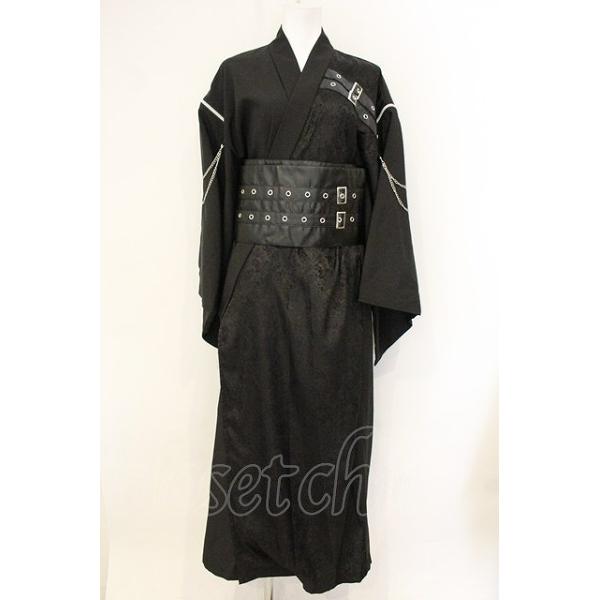 ACDC RAG / 囚鴉 KIMONO 着物セットアップ ブラック O-26-08-01-1018-PU-OP-OW-OS