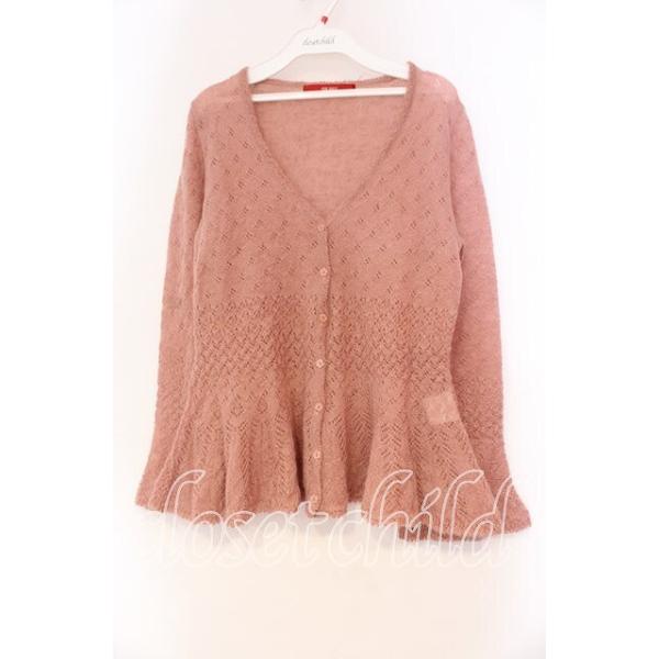SALE】PINK HOUSE / 透かし編みカーディガン ピンク O-25-10-31-083-LO