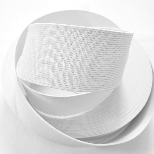 平ゴム白黒、5ミリ・10ミリ・15ミリ・18ミリ・20ミリ・25ミリ・30ミリ・40ミリ・50ミリ・60ミリ・75ミリ・100ミリ編み上がったばかりの業務用・国産平ゴムを小分けしてお届けします。汎用性高いしっかり上質ゴム、ウエストゴム・イン...