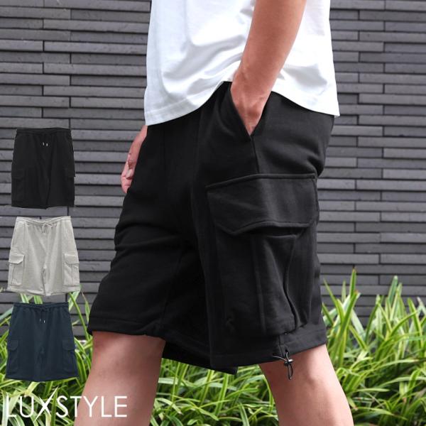 ハーフパンツ ショートパンツ カーゴパンツ メンズ ワイド 短パン イージーパンツ スウェット ハーフ丈 aa-3876