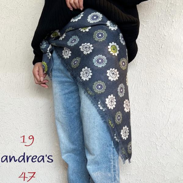 19 andrea's 47 アンドレアズ ストール カシミア プリント 5109