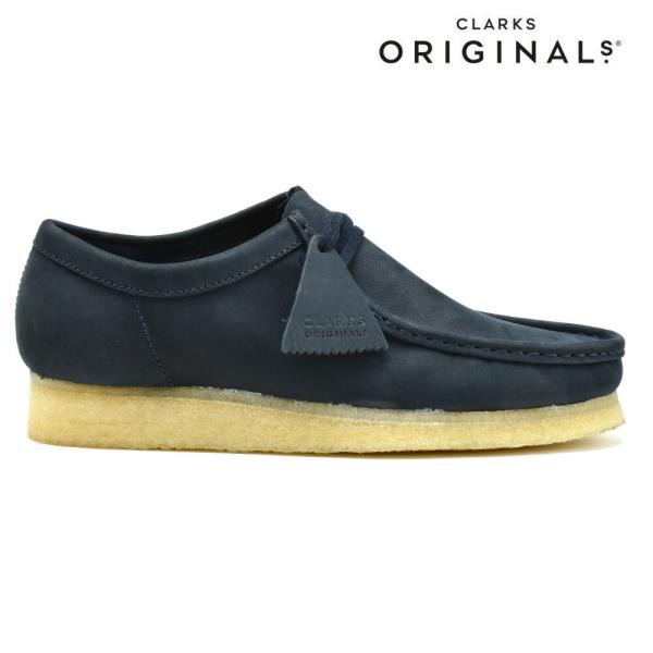 クラークス オリジナルス ワラビー ローカット モカシン シューズ インク ヌバック レザー ネイビー系 ORIGINALS WALLABEE メンズ  :clarks-wlink:クラウドシューカンパニー!店 通販 