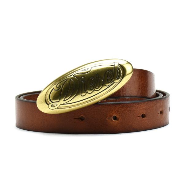 【オール付属品あり美品！】DIESEL ブラウンレザーベルト 装飾バックル DIESEL（ディーゼル） 【並行輸入品】ディーゼル ベルト メンズ