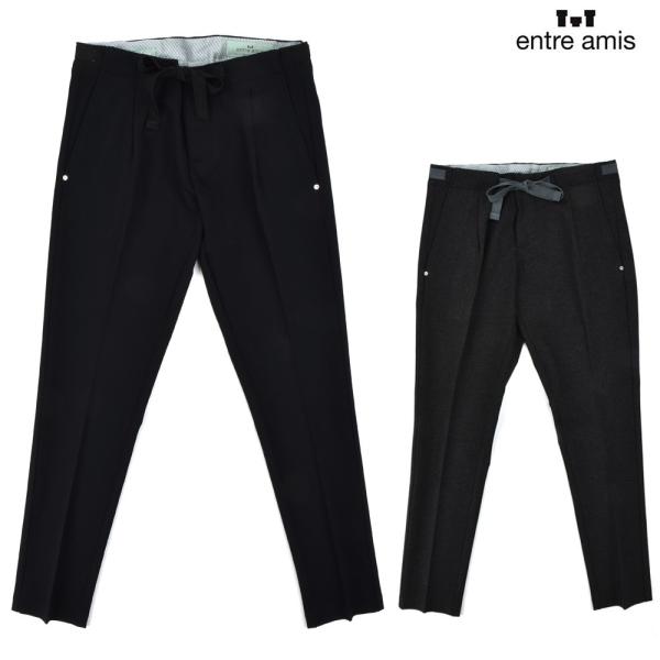 【並行輸入品】アントレアミ イージーパンツ ジップフライ ブラック グレー メンズ entre amis Orazio/1549 302 200