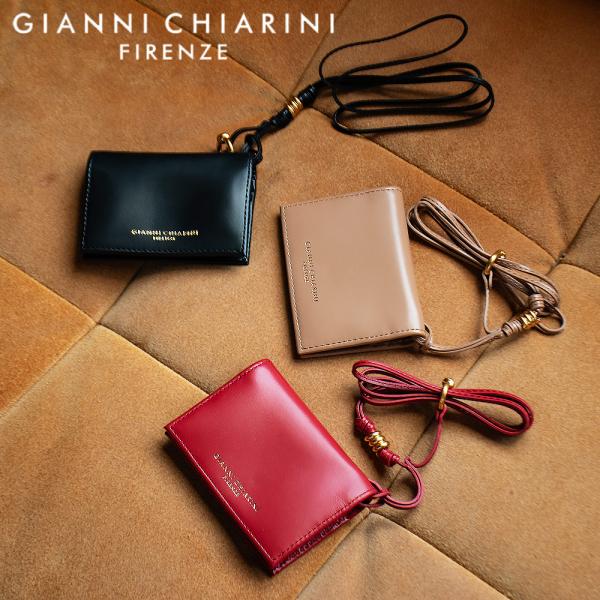 【並行輸入品】ジャンニキアリーニ GIANNI CHIARINI カードホルダー レディース カードケース ショルダー付き パスケース 定期入れ ナッパレザー WALLETS NAPPA