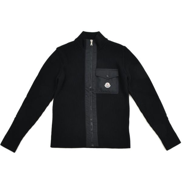 美品　MONCLER ブラック ジップアップカーディガン MONCLER ジップアップ カーディガン（レディースファッション