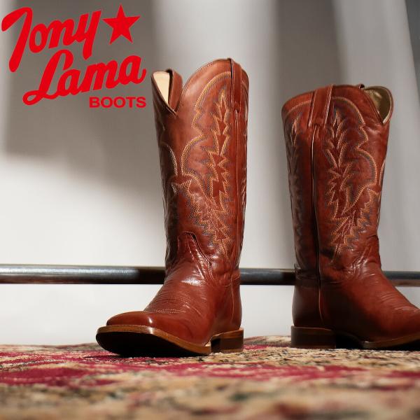 【並行輸入品】トニーラマ TONY LAMA ウエスタンブーツ メンズ ロングブーツ カウボーイブーツ 13 インチ Dワイズ ブラウン スクエアトゥ CAMARILLO COGNAC GOAT