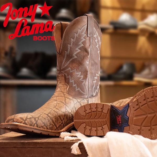 【並行輸入品】トニーラマ TONY LAMA ウエスタンブーツ メンズ ロングブーツ カウボーイブーツ 11 インチ Dワイズ ブラウン スクエアトゥ BOWIE TAUPE PRINT