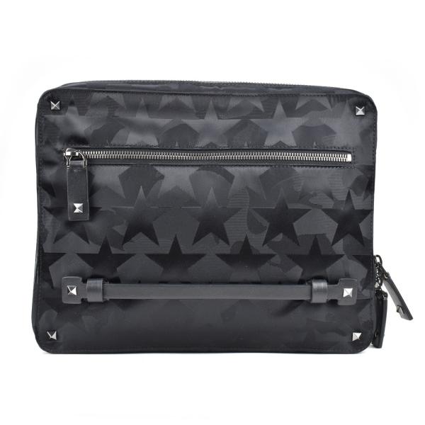 S*u様 VALENTINO ブラック クラッチバッグ VALENTINO ヴァレンティノ ロックスタッズ クラッチバッグ