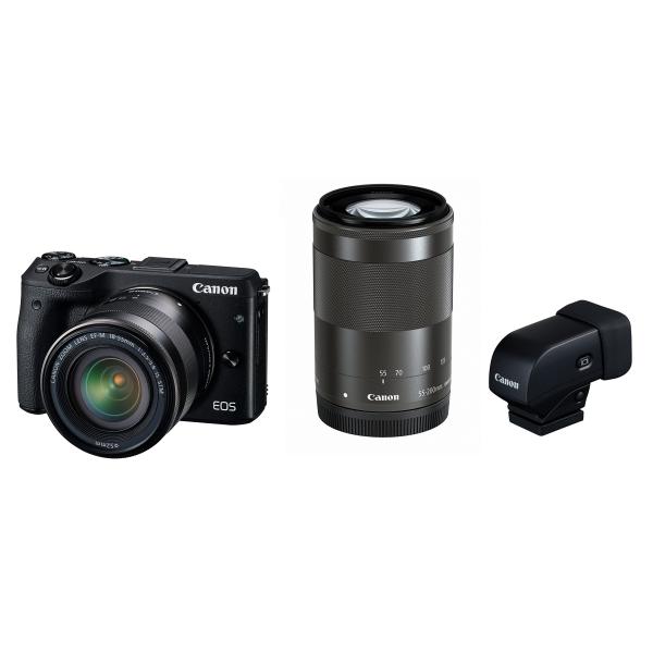 Canon ミラーレス一眼カメラ EOS M3 ダブルズームEVFキット(ブラック) EF-M18-55mm F3.5-5.6 IS STM