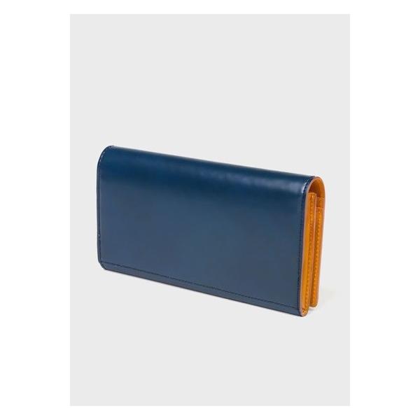 ポールスミス 財布 財布 長財布 Pc蝋引きコードバン 財布 ネイビー ネイビー Paul Smith T007n 190 Clover Leaf クローバーリーフ