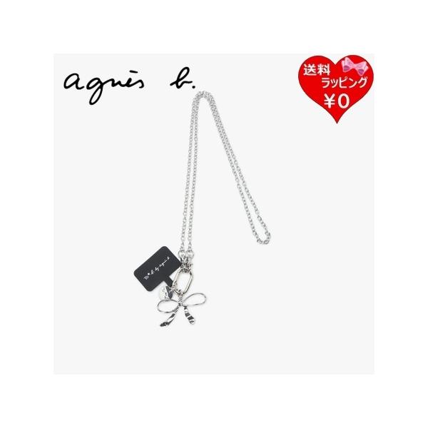 アニエスベー agnes b スマホショルダー スマホストラップ メタル リボン モバイルショルダー シルバー