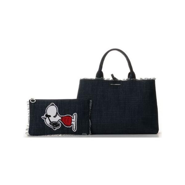 サマンサタバサ Leaf バッグ トートバッグ スヌーピー ポーチ付きトートバッグ 大 インディゴ Samantha バッグ トートバッグ Thavasa Deluxe Std Clover Leaf クローバーリーフ