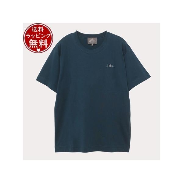 買い割 ヴィヴィアンウエストウッド　Tシャツ　ネイビー　４８サイズ　プリント　オーブ刺繍 Tシャツ/カットソー(半袖/袖なし)