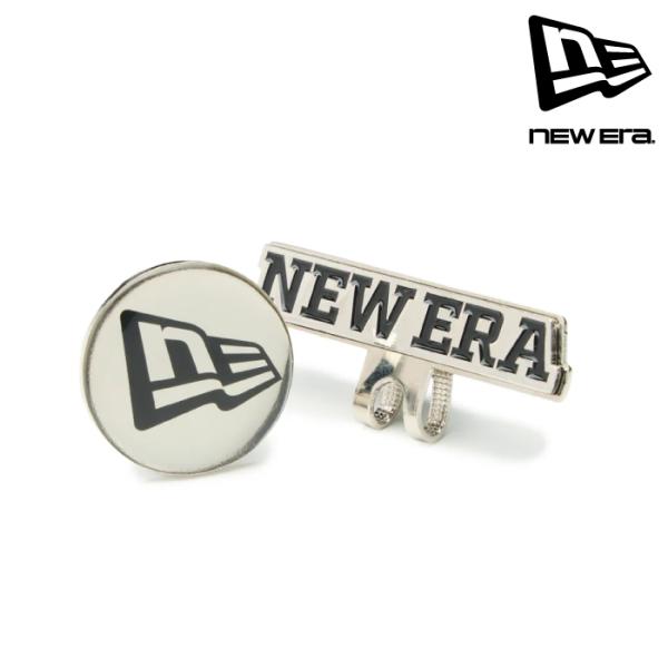 日本正規品 ニューエラ NEW ERA ベーシックマーカー ワードマークロゴ/フラッグロゴ シルバー/ブラック | ゴルフ 14864764 ゴルフ マーカー