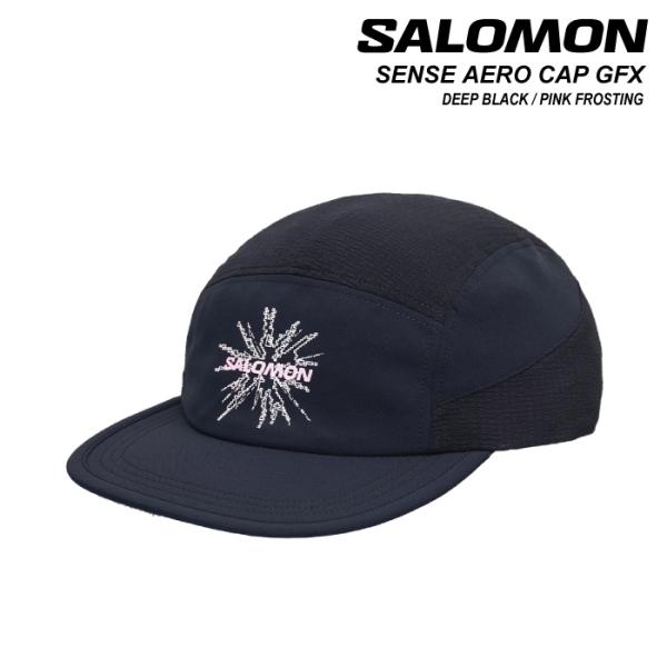 日本正規品 キャップ 帽子 サロモン SALOMON SENSE AERO CAP GFX Deep Black Pink Frosting センス エアロ キャップ メンズ レディース 2026FW