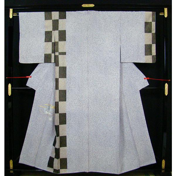 附下げ 未使用 しつけ糸付き 杢目金箔 市松振り分け 月に兎刺繍 ススキ 