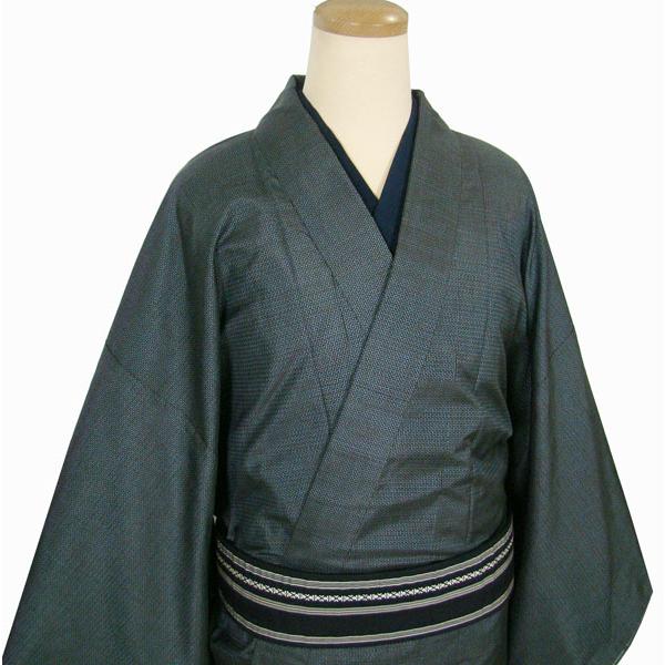男物 長着 未使用 しつけ糸付き 藍染大島紬100亀甲織 適用身長 