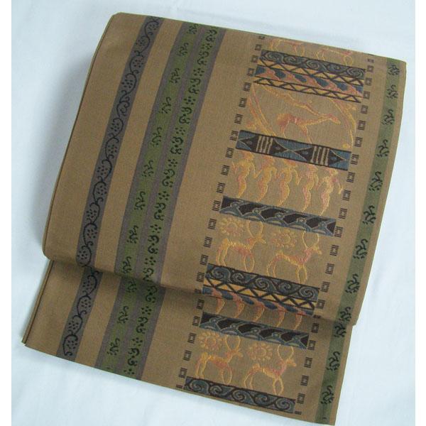 袋帯 六通柄 古代エジプト文様柄 裏地 縞柄 正絹 10172 : きものあかね  