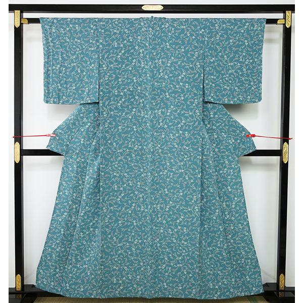 単衣のきもの しつけ糸付き 未使用 縮緬生地 山葡萄柄 身丈157cm 