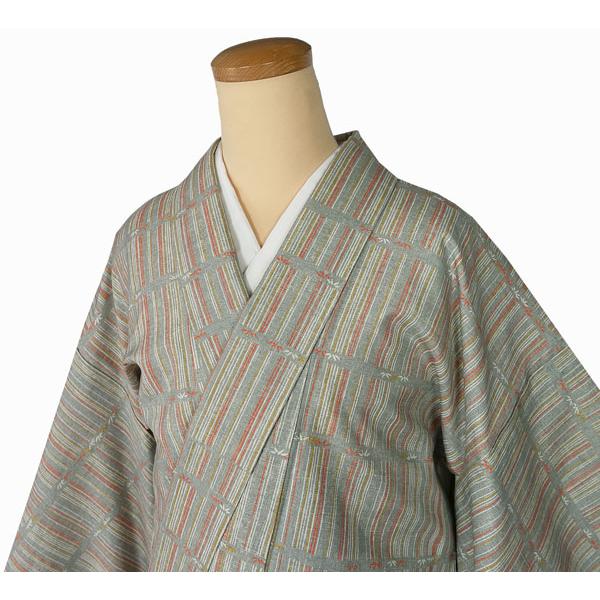 正絹【単衣】塩沢紬 横段