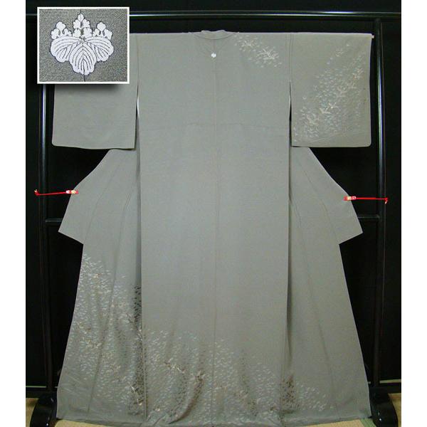 訪問着 群れ飛ぶ鶴 刺繍柄 五三桐紋入り 正絹 7999 : きものあかね  